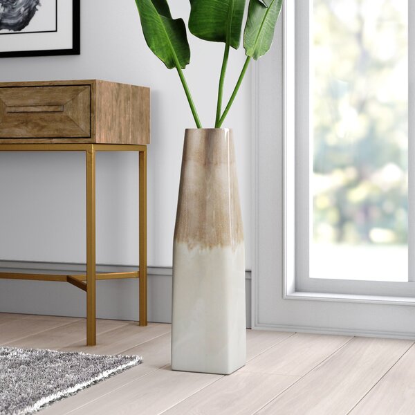Mistana™ Raoul Beigeivory Ceramic Floor Vase And Reviews Wayfair 